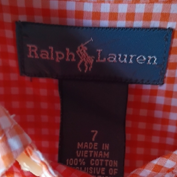 Ralph Lauren Bundle Kids Orange  Blue &  Grey Gingham Shirts Size 7  -grey 10 - Picture 6 of 16